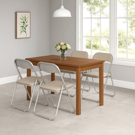 Dmora Juego de cuatro sillas plegables, color blanco, Medidas 43 x 47 x 78 cm