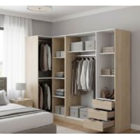 Dmora - Armario Dmezzan, Mueble de esquina para dormitorio, Armario de esquina con 5 puertas batientes, 214x91h184 cm, Roble