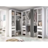 Dmora - Gran Armario Alanno, Muebles de dormitorio, Vestidor, Armario de ropa, 234x141 h205 cm, Blanco