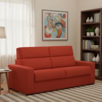 Dmora - Sofá cama 3 plazas Orsola, Sofá convertible para salón, acolchado, desenfundable, calidad 100% Made in Italy, 220x95 h100 cm, Naranja