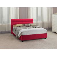Cama Matrimonial Briatico, Colchón Incluido, Hecho en Italia, Rojo