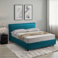 Cama Francesa Brienza, Colchón Incluido, Hecho en Italia, Azul