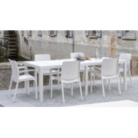 Dmora Mesa de jardín Roma, Mesa de comedor extensible rectangular, Mesa de jardín extensible efecto ratán, 100% Made in Italy, Cm 150x90h72, Blanco, con embalaje reforzado