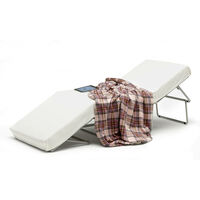 Camas plegables Ancilla, Puf convertible en cama individual, 100% Made in  Italy, Puf de tela para salón, Cm 80x80h45, Crema
