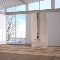 Guarda-roupa 2 Portas - Roupeiro Quarto Carvalho Castanho 52x180h cm