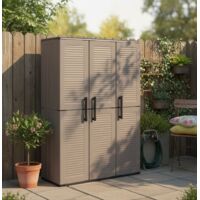 Dmora Armario exterior o interior, 3 puertas y 3 estantes de polipropileno ajustables, 100% Made in Italy, 102x37h163 cm, color gris