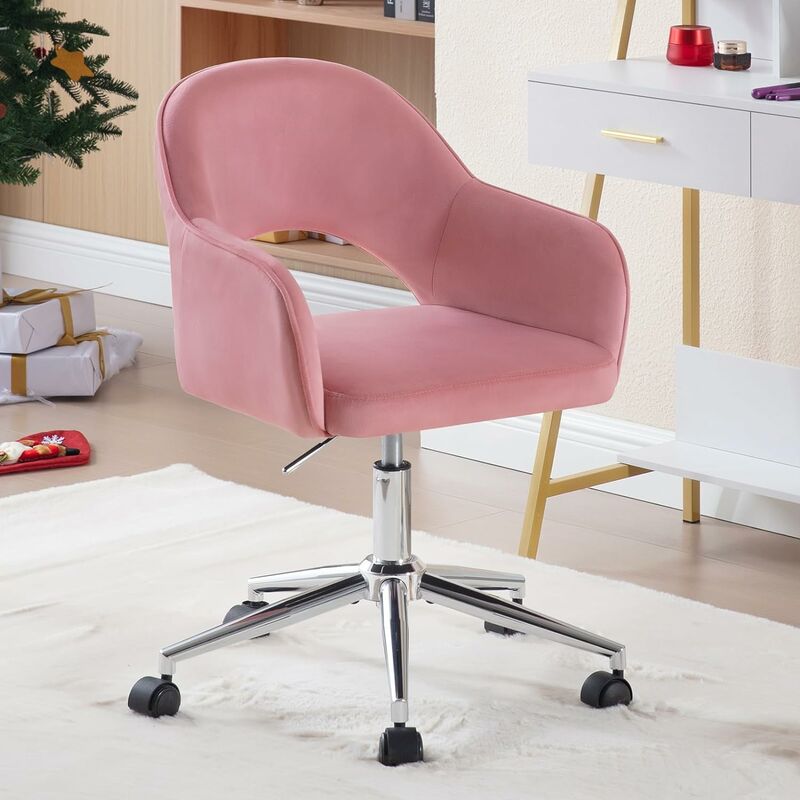 Yaheetech chaise de bureau rose avec roues pivotantes en éco-cuir