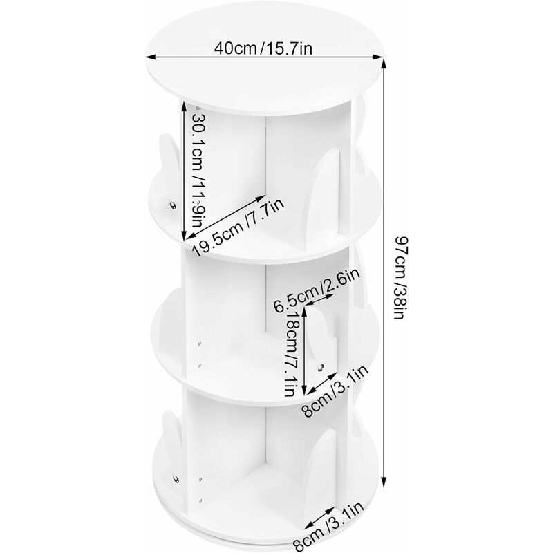 Bibliothèque Tournante Enfant WOLTU 4 Niveaux - Meuble Rangement Jouets Forme Maison 125cm Blanc
