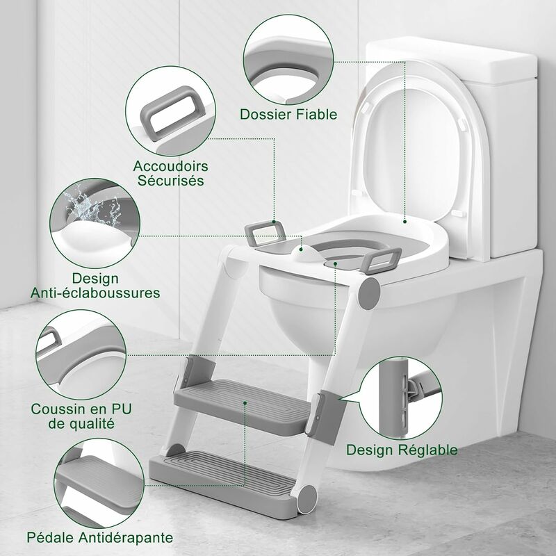 JABNOW Siège De Toilettes Pour Enfants, Réglable En Hauteur, Amovible