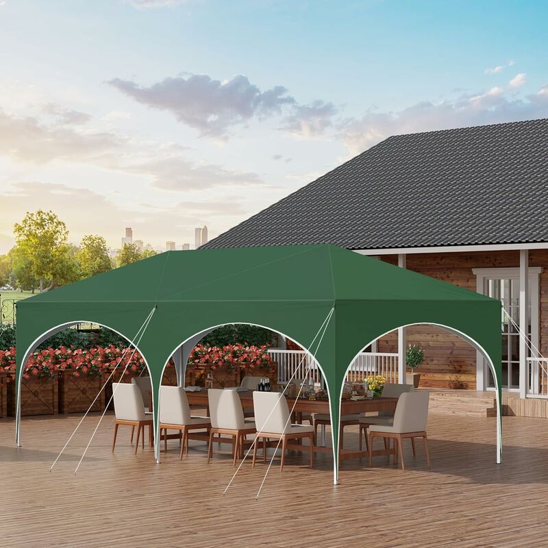 WOLTU Tonnelle Jardin 3x6m - 6 Parois Latérales - Imperméable UV50+ - Hauteur Réglable - Sac Transport - Beige