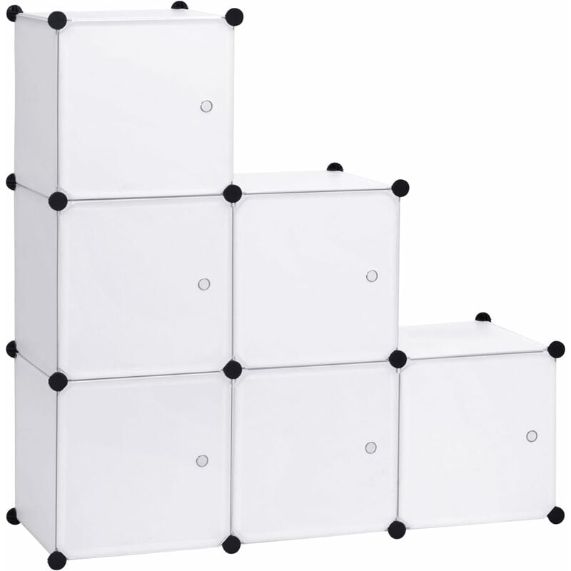 WOLTU Armoire plastique, Penderie pour le stockage de vêtements/accessoires/livres, Étagère de rangement DIY, 6 cubes, Blanc