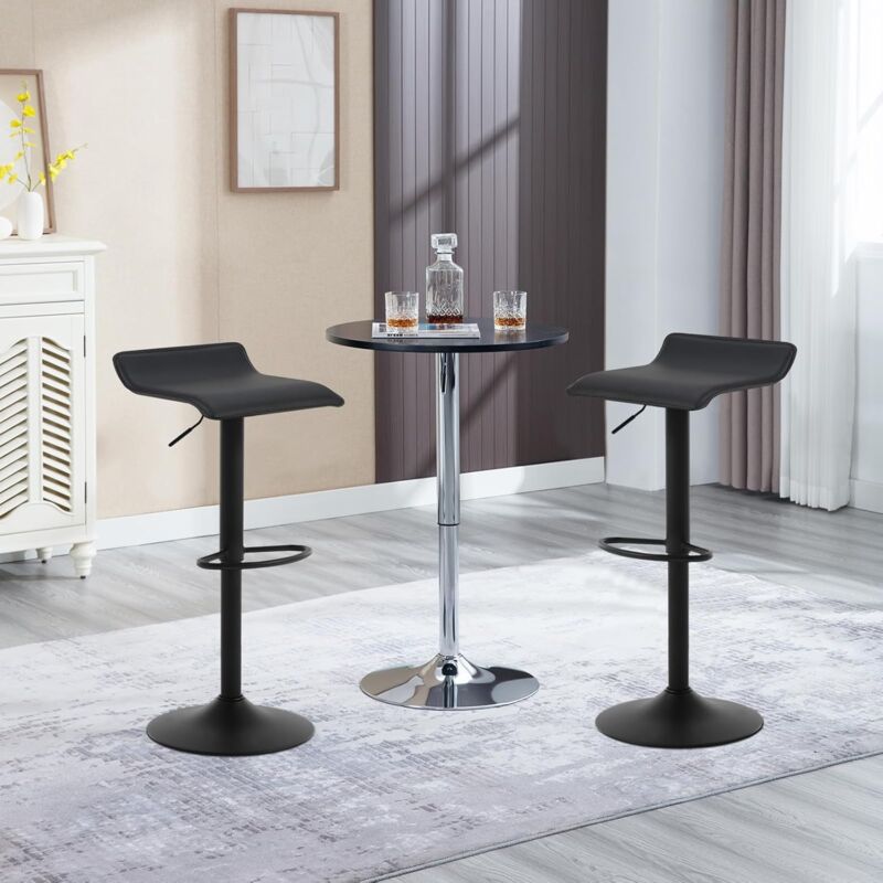 Bonnlo Tabouret De Bar Noir Lot De 2 En Simili Cuir, Chaise De Cuisine