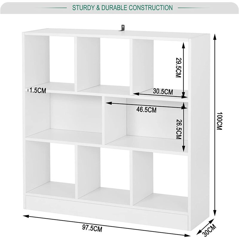 WOLTU Bibliothèque 9 Compartiments Cubique Blanc 94x29,5x93 Cm - Étagère Rangement