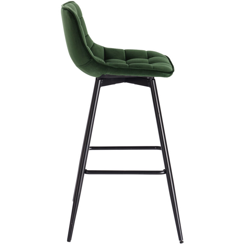 Lot De 2 Tabourets De Bar Avec Dossier WOLTU - Chaise Velours Ergonomique Repose-Pieds, Noir, BH383sz-2