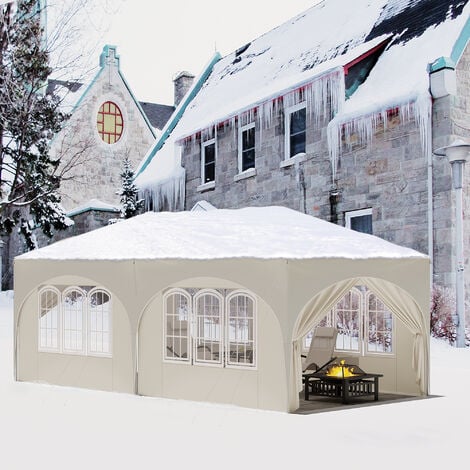 Tonnelle de Jardin 3x6m WOLTU, Pergola Pliante, Barnum, avec 6 Parois Latérales, Hauteur Réglable, Imperméable, Protection de UV, Beige