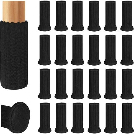 12pcs Patin Pied Chaise Tube Rond Embout Tube Pied Table Fauteuil Tampon  Meuble Forme Rectangle Noir（