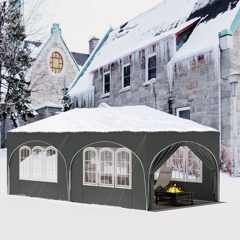 Tonnelle de Jardin 3x6m WOLTU, Pergola Pliante, Barnum, avec 6 Parois Latérales, Hauteur Réglable, Imperméable, Protection de UV, Gris