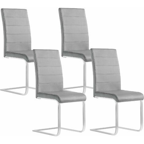 Woltu – Lot de 4 chaises cantilever en velours gris foncé – Dossier haut ergonomique – Capacité de charge 120kg – Assemblage facile (1/5)