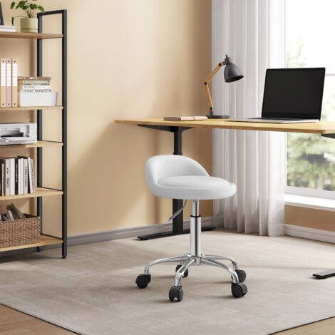 WKWKER Tabouret De Beauté Rond à roulettes en Cuir PU Pivotant Réglable