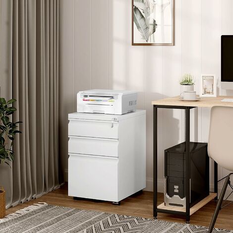 SoBuy Caisson de Bureau ASK11-W avec 3 Tiroirs et 2 Compartiments Ouverts Organiseur Bureau, 80x40x75 cm, Blanc - Maison SoBuy Caisson de Bureau ASK11-W avec 3 Tiroirs et 2 Compartiments Ouverts Organiseur Bureau, 80x40x75 cm, Blanc - Maison