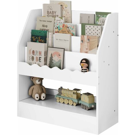 Woltu – Bibliothèque enfant 5 niveaux en MDF blanc – Dimensions 70x30x80cm – Rangement jouets et livres – Meuble sécurisé pour chambre d'enfants