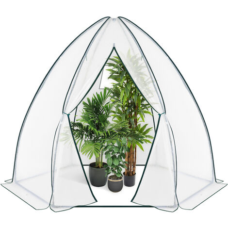 Woltu – Serre de jardin d'hivernage 240x240x200cm – Bâche PE 140g/m² résistante aux UV – Cadre acier avec porte zippée – Abri pour plantes sensibles