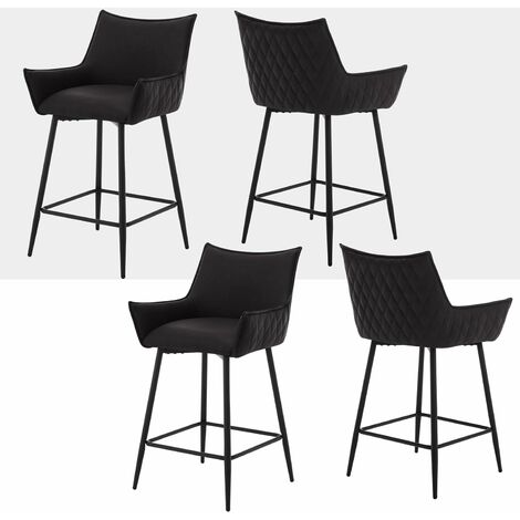 Woltu – Lot de 4 tabourets de bar en similicuir vintage – Hauteur d'assise 62 cm – Pieds en métal antidérapants – Capacité 120 kg