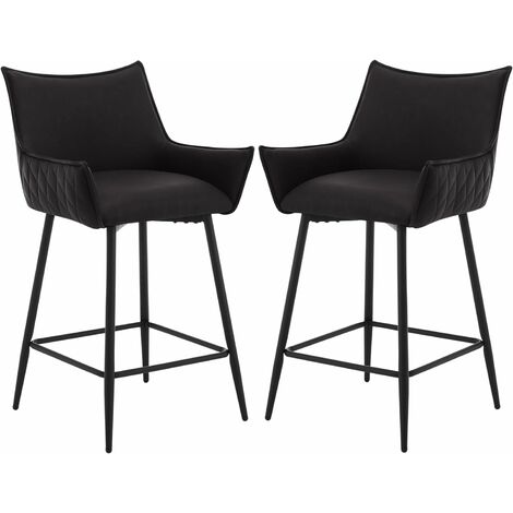 Woltu – Lot de 2 tabourets de bar rembourrés en similicuir – Hauteur d'assise 62 cm – Pieds en métal antidérapants – Capacité 120 kg