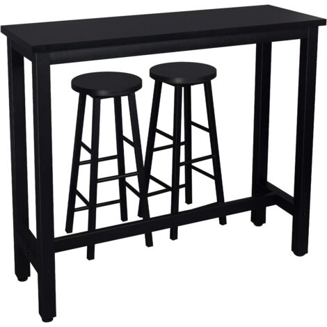 Table De Bar WOLTU, Table De Bistrot, Table à Manger, Structure En Mtal Plateau En Mdf 140x40x100 Cm Noir 20094530