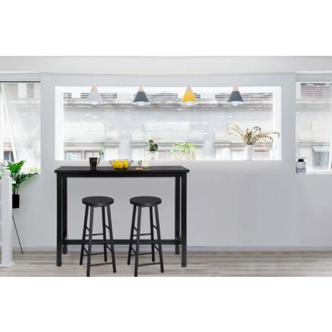 Ensemble Table De Bar + 2 Tabourets WOLTU - Industriel MDF Métal 120x40x100cm Hêtre Foncé