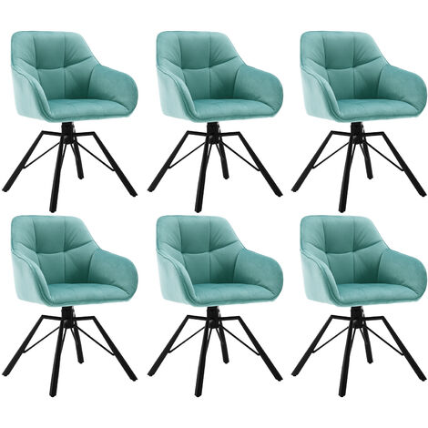 Woltu – Lot de 6 chaises pivotantes 360° – Velours vert turc – Pieds en métal – Accoudoirs et dossier confortables – Capacité 120 kg (1/5)