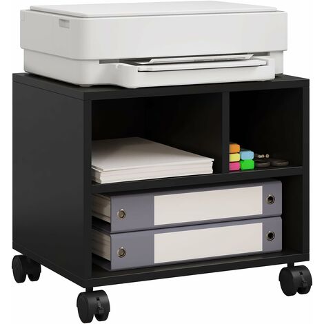 Woltu – Caisson de bureau sur roulettes – Support d'imprimante mobile – 40x30x35 cm – Bois composite E1 – Capacité 30 kg – Noir