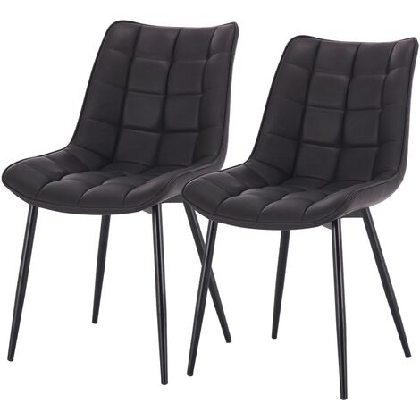 Woltu – Lot de 2 chaises de salle à manger – Assise rembourrée en similicuir – Pieds en métal noir – Hauteur 85.5 cm – Couleur anthracite (1/5)