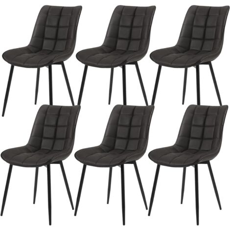 Woltu – Lot de 6 chaises de salle à manger – Assise rembourrée en similicuir – Pieds en métal – Hauteur 85.5 cm – Couleur anthracite (1/5)