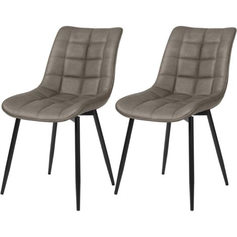 Lot de 2 Chaises de salle à manger WOLTU, Chaises de Cusine, Assise rembourrée en Similicuir, pieds en métal, Gris Foncé (1/5)