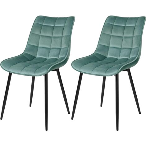 Lot de 2 Chaises de Salle à Manger WOLTU, Chaise de cuisine scandinaves en velours, Pieds en métal, Vert Turc (1/5)