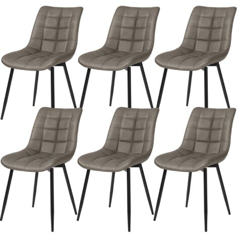 Lot de 6 Chaises de Salle à Manger WOLTU, Chaises de Cusine, Assise rembourrée en Similicuir, pieds en métal, Gris Foncé (1/5)
