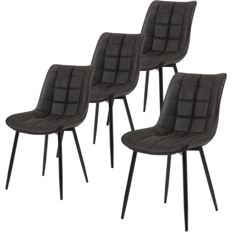 Lot de 4 Chaises de salle à manger WOLTU, Chaises de Cusine, Assise rembourrée en Similicuir, pieds en métal, Anthracite (1/5)