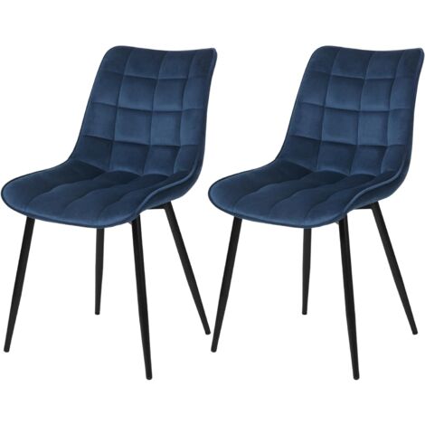 Woltu – Lot de 2 chaises de salle à manger – Chaise scandinave en velours bleu – Pieds en métal – Hauteur 85.5 cm – Confort ergonomique (1/5)