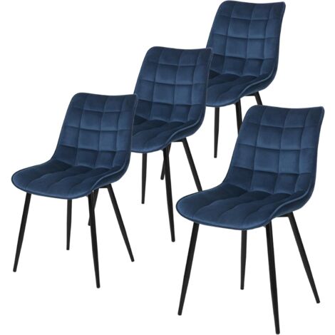 Woltu – Lot de 4 chaises de salle à manger – Chaise scandinave en velours bleu – Pieds en métal – Hauteur 85.5 cm – Capacité 120 kg (1/5)
