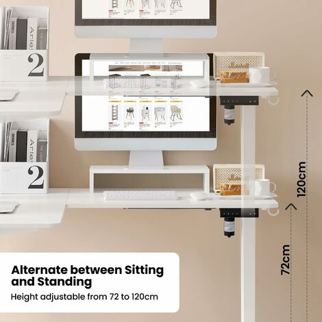 Bureau réglable en hauteur électriquement DESTINES Gris/blanc 180 cm 80