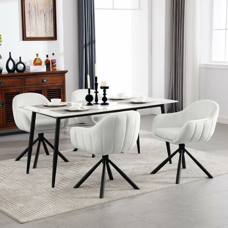 Chaises Pivotantes Velours WOLTU Lot De 2 - Assise Rembourrée, Pieds Métal, Design Scandinave Pour Cuisine/Salle à Manger