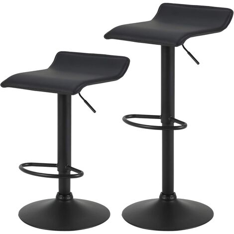 Woltu – Tabourets de bar rotatifs 360° – Hauteur réglable 62-84 cm – Siège similicuir noir – Base métal antirouille – Repose-pieds ergonomique (1/5)