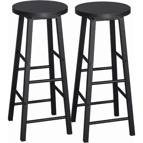 WOLTU 2 x Tabourets de Bar en MDF + Acier, Tabouret de Bistrot 30 x 30 x 71 cm, Noir (1/5)