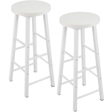 Woltu – Lot de 2 tabourets de bar en MDF et acier – Hauteur 71 cm – Design industriel blanc – Charge max 120 kg – Antidérapants pour sols (1/5)