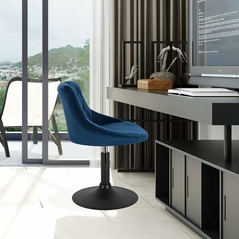 Lot De 2 Tabourets De Bar En Velours ML-Design - Hauteur Réglable 59-79 Cm, Pivotant 360°, Dossier Et Repose-pieds, Couleur Bleue