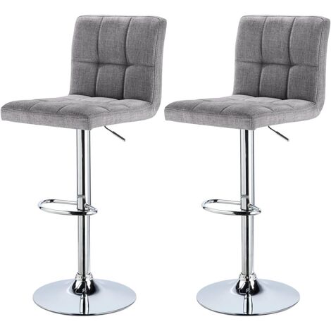 Woltu – Tabouret de bar pivotant réglable en lin et métal – Hauteur 60-82cm – Charge max 120kg – Antidérapant – Installation facile (1/5)
