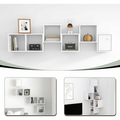 Meuble Cuisine WOLTU, Bibliothèque, 48x40x108cm, Petit Meuble De Rangement, Buffet, Étagère Rangement, Placard Rangement Avec Porte Et Étagères Réglables, Casier à Vin Amovible, Blanc