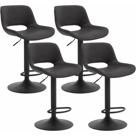 Woltu – Lot de 4 tabourets de bar pivotants 360° – Simili cuir vintage et métal – Hauteur réglable 63.5-84cm – Capacité 150kg – Design contemporain (1/5)