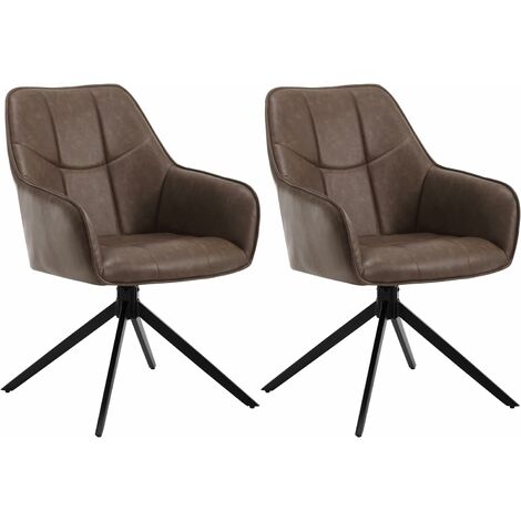 WOLTU Lot de 2 Chaises de Salle à Manger Pivotante 360°en Similicuir + Métal, 45 x 41 x 86cm, Chaise de Cuisine avec Dossier, Marron (1/5)